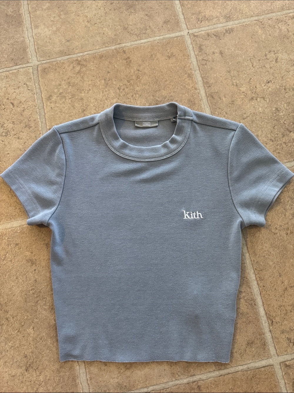 Kith Women Mulberry II Tee Crop Top T Shirt Asteroid Blue Short Sleeve Shirt S